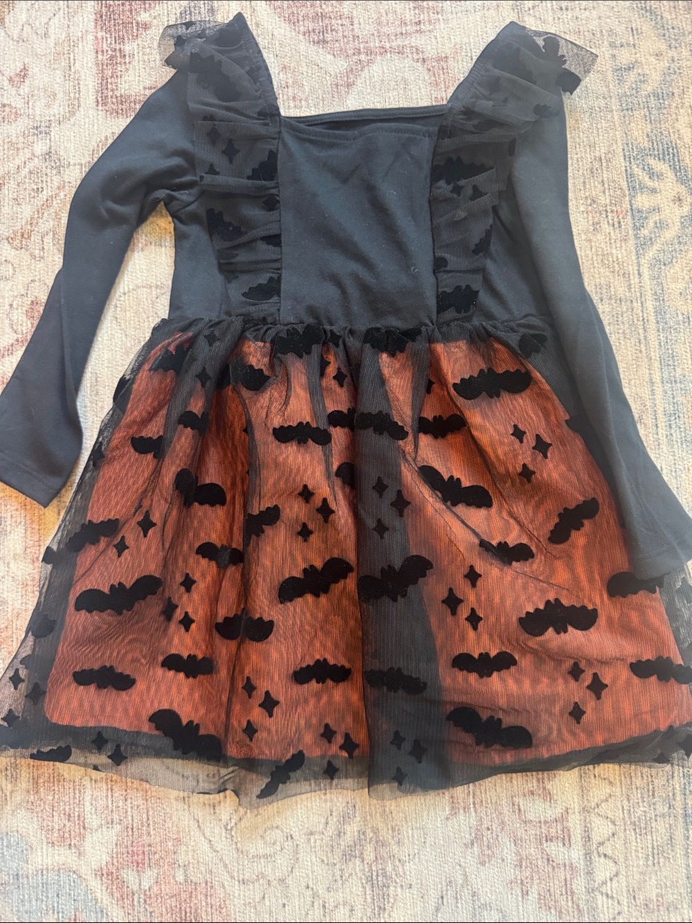 Cat & Jack Black and Orange Bat Tulle Halloween Dress
